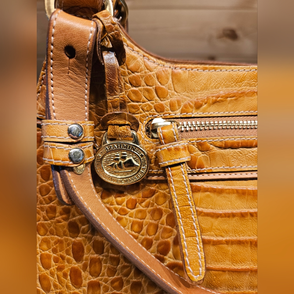 Brahmin Stella Spencer Crocodile Embossed Shoulder Bag with Glossy Finish - Picture 7 of 16